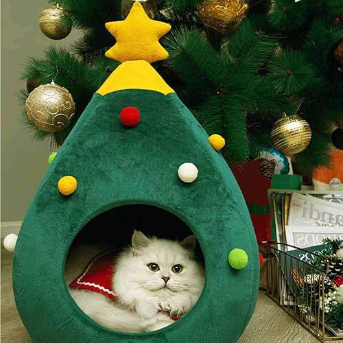 Miniatura 5 de Camas de Navidad para gatos, árbol de Navidad, para gatos, portátil, para interiores, con iglú, cueva de Navidad para perros pequeños y animales