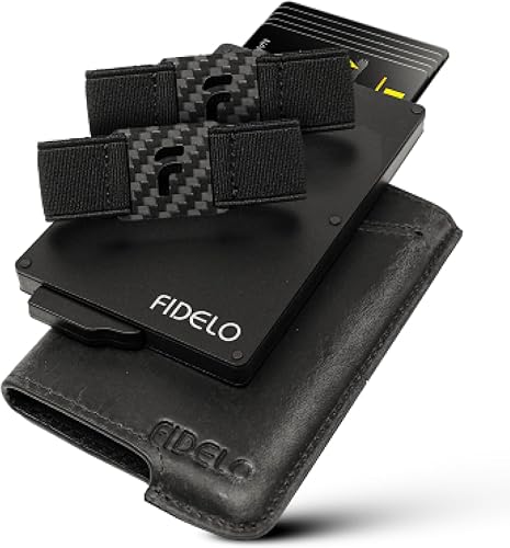 Fidelo - Cartera minimalista para hombre, tarjetero delgado para tarjetas de crédito, con tecnología de bloqueo RFID, funda extraíble, negro (Black