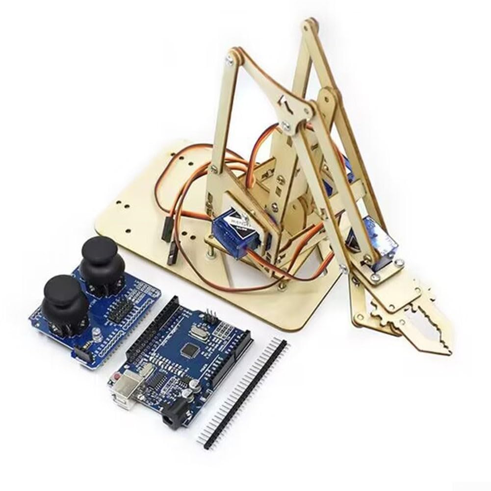 Acrylic Robotic Arm Kit, 4-DOF Robotic Arm,For Arduino For STEM Learning Electronics Set Ages 14+(transparent)