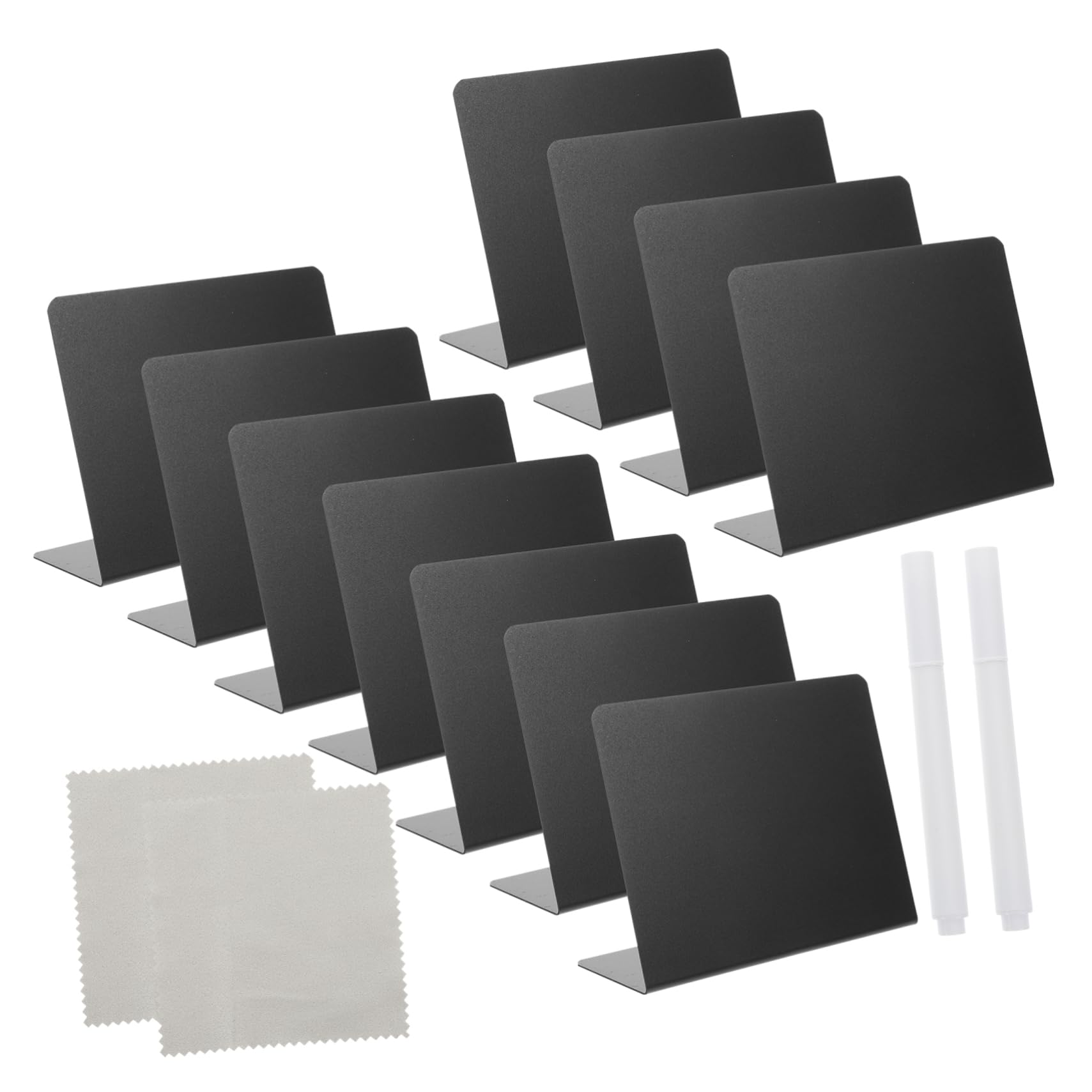 SHINEOFI 3ensembles Panneaux Affichage Ardoise Effaçable Pour Fête Mariage Et Anniversaire Étiquettes Avec Craies Blanches Et Chiffons De Nettoyage Tableau Décoratif De Table