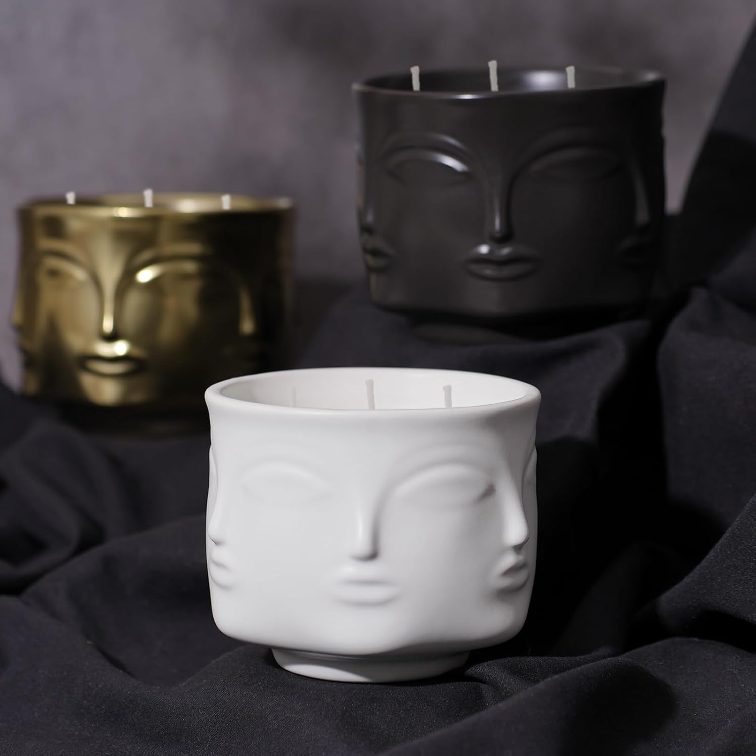 Viyffo 20oz Large 3 Wick Decorative White Ceramic Jar Scented Candle – Vanilla Dreamscape & Fresh Spice, Non Toxic Soy Candle, Luxury Home Fragrance for Women, Elegant Spring Décor & Unique Gift