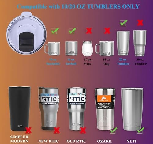 Miniatura 3 de Tapas de vaso de 20 onzas, paquete de 2  deslizador magnético, a prueba de derrames, a prueba de fugas, tapas de repuesto sin BPA para vasos YETI,