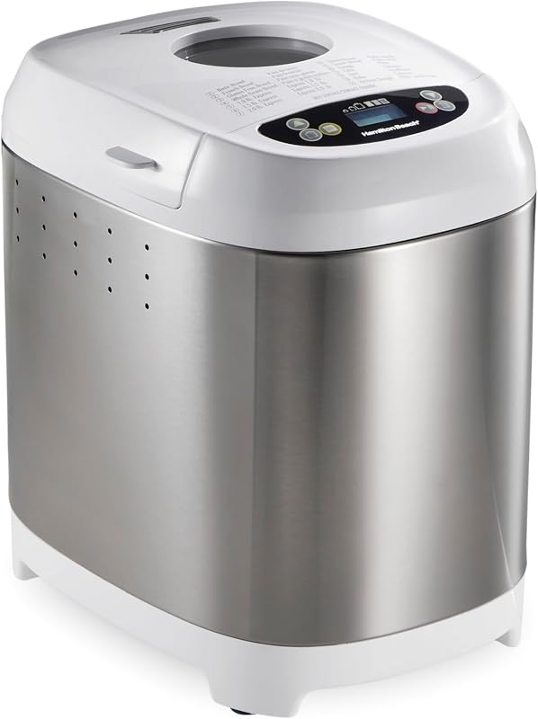 Digital Bread Maker Machine With Delay Start | 2 lbs Loaf Capacity | 14 Programmable Settings Including Artisan and Gluten-Free | White & Stainless Steel | 29987MN