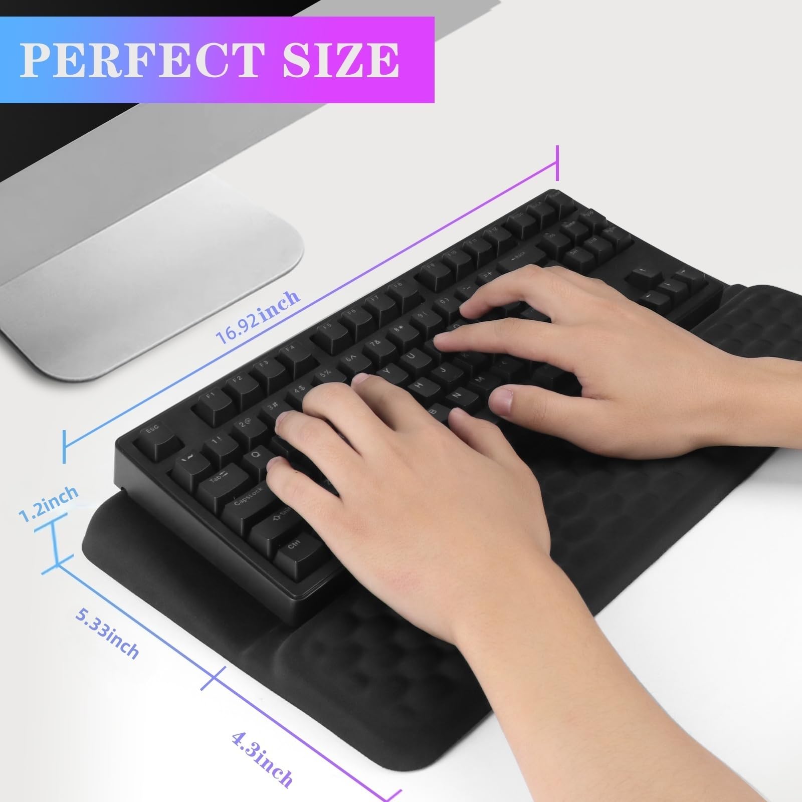 Computertastatur-Ständer mit Handgelenkauflage, ergonomisch, bequem, geneigte Tastaturhalterung, Tastaturablage, Unterstützung für Büro und Zuhause (schwarz)