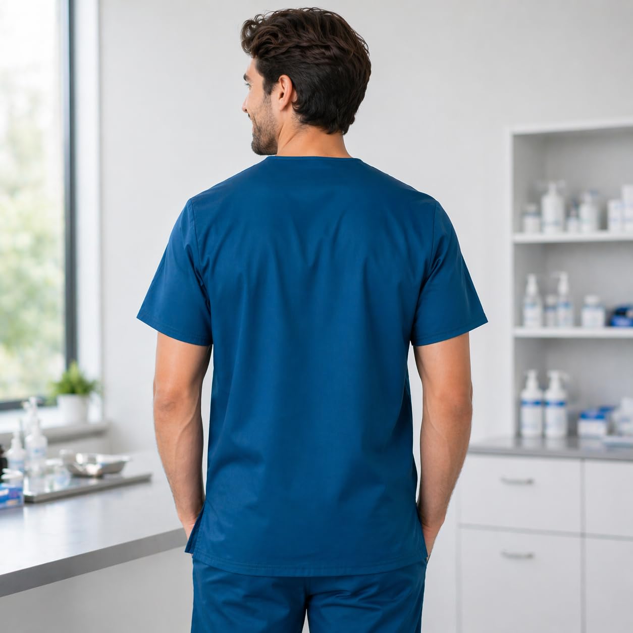 B-well Marco Casacca Sanitaria Uomo Medico Divisa a Maniche Corte Con Scollo a V