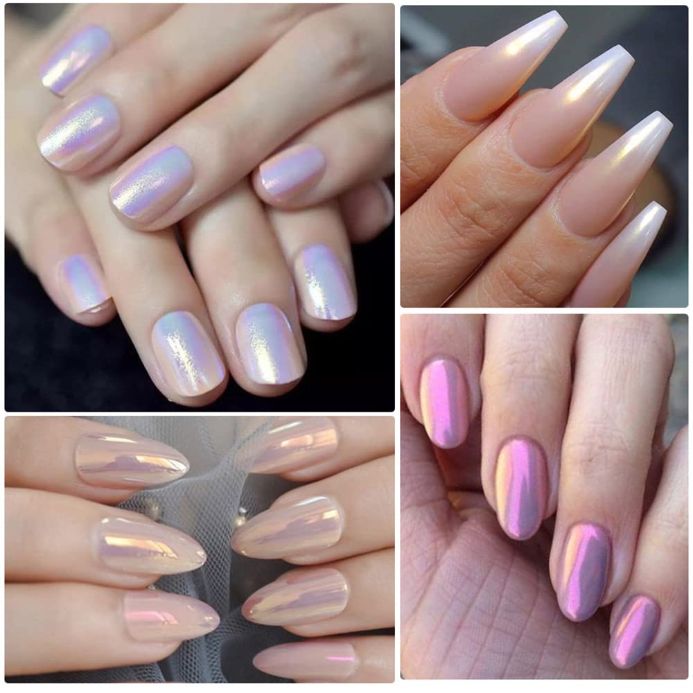 Puder Nail Effect Chrome Pearl Powder 6 Kolory BrokatPaznokcie Powder Lustro Puder Metaliczny do Sztuki Paznokci