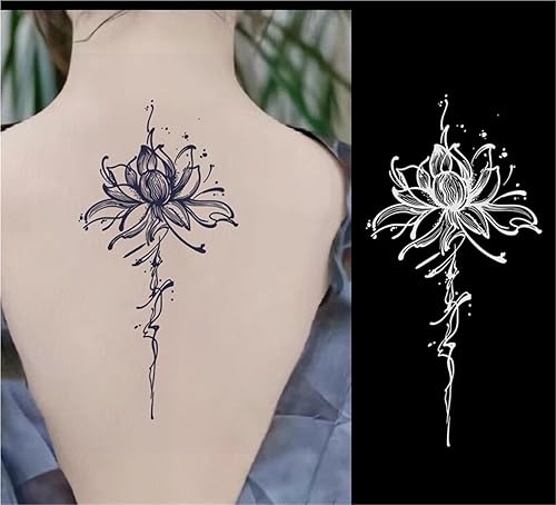 Lotus Flower Temporary Tattoos For Women Men Adults, Long Lasting,Waterproof, Realistic, Bulk Fake Tattoo, Semi-permanent Adult Art Sticker(2pcs)(2pcs)