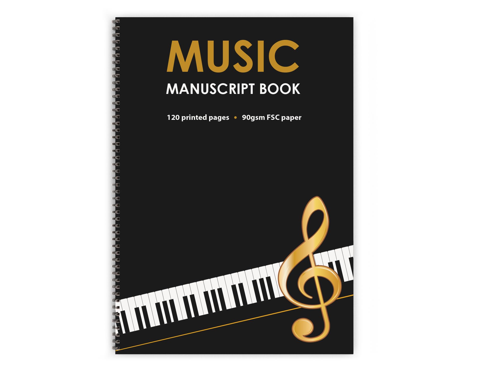 The Worcestershire Stationery Company A3 Blank Music manuscript book, 17 staves per page. 120 pages, 90gsm FSC paper