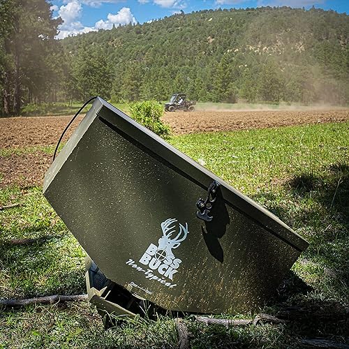 Boss Buck ATV Seeder/Spreader w/ Wireless Control & Adjustable Flow, 80 lb Capacity - Lawn, Garden & Farming Equipment w/ 2-inch Receiver Hitch, Spreads Feed, Seed, Salt & Fertilizer