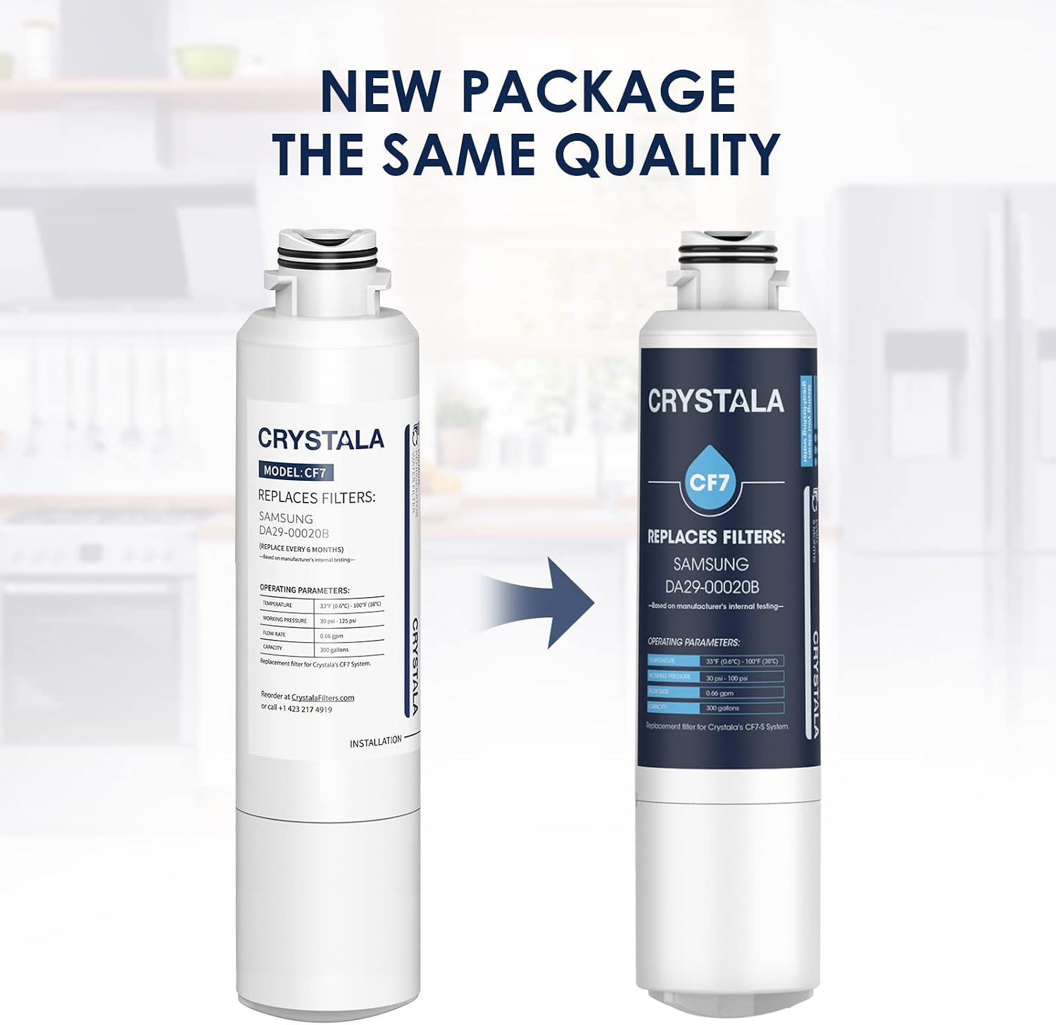 Crystala DA29-00020B Water Filter Replacement, NSF 42 Certified Compatible Samsung Filter DA29, HAF CIN EXP Water Filter, DA97-08006A Water Filter Samsung Water Filter Replacement (1 Pack)