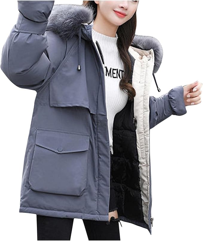 Amazon Babsully コート レディース 冬 ダウンコート 厚手 防風 防寒 無地 秋冬 ファーフード付き ダウンジャケット 大きいサイズ 中綿ベスト カジュアル 暖かい ジッパー コート ライトダウン アウター アウトドア 通勤 通学 ベスト 通販