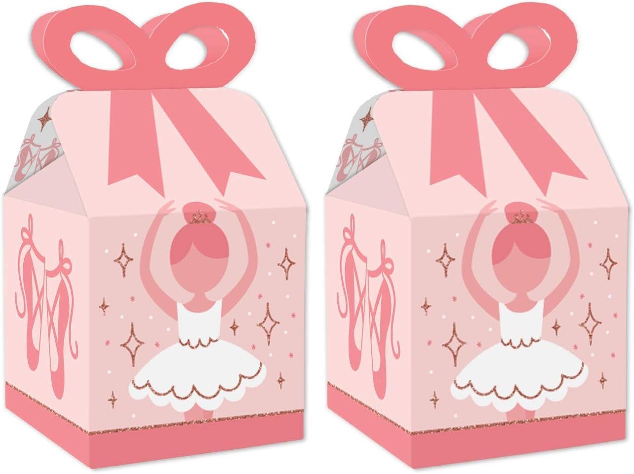 Big Dot of Happiness Tutu Cute Ballerina - Square Favor Gift Boxes - Ballet Birthday Party or Baby Shower Bow Boxes - Set of 12 (Pack of 2)