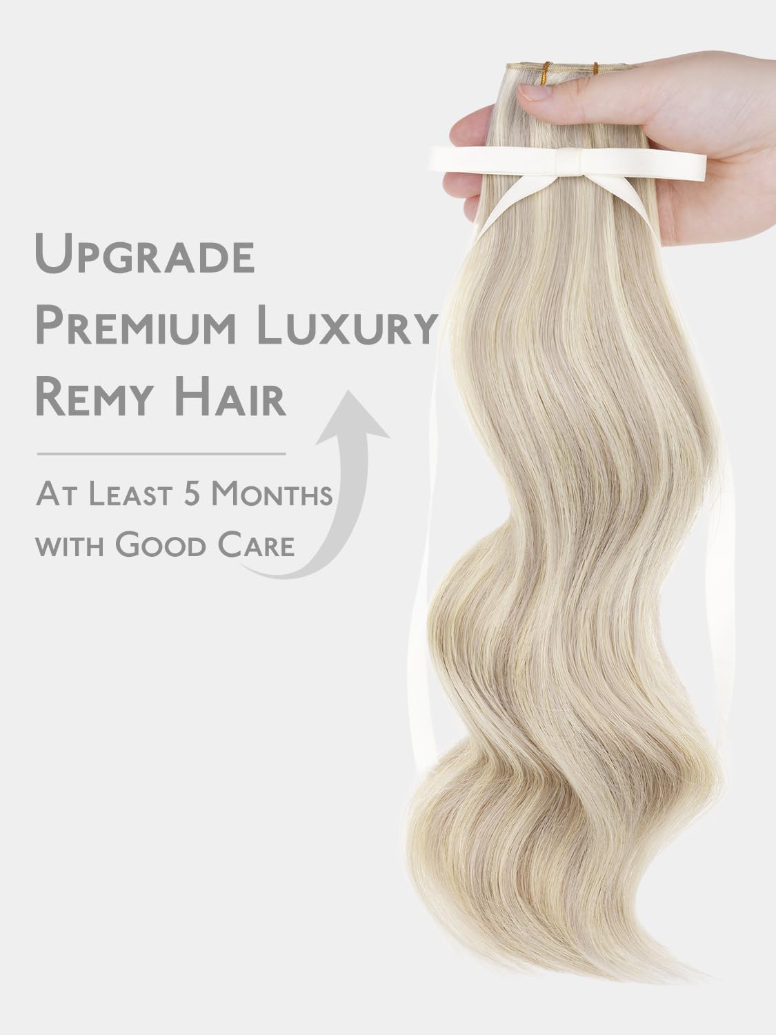 WENNALIFE Butterfly Weft Hair Extensions Human Hair 16 Inch 100g Ash Blonde Highlighted Platinum Blonde，Sew in Hair Extensions Real Human Hair Invisible Reusable Straight Extensions De Cabello Humano
