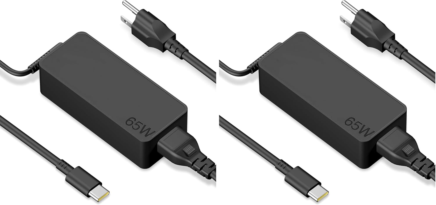 S SKSTYLE 65W 45W Compatible with Lenovo Laptop Charger USB C fit for Thinkpad/Yoga/Chromebook Laptop,T480 T480S C930 C940 100e 300e 500e ADLX65YDC2A ADLX65YLC3D 4X20M26268 (Pack of 2)