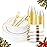 WDF Partyware 175PCS White and Gold Plastic Plates - Christmas Plates with Rolled Napkins for Party - 25Guest Disposable Dinnerware Sets for Party/Christmas/Wedding