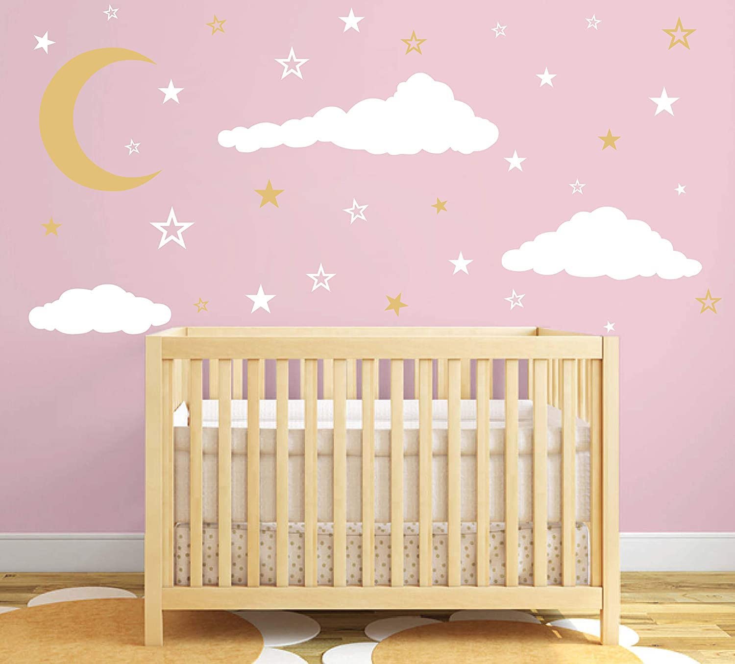 Cloud Moon and Stars Wall Stickers Removable 3D Vinyl Wall Stickers Nursery Wall Decals Kids Bedroom Wall Decals DIY Home Decorations for Baby Kids Boys Girls Bedroom Playroom (A) - Image 2