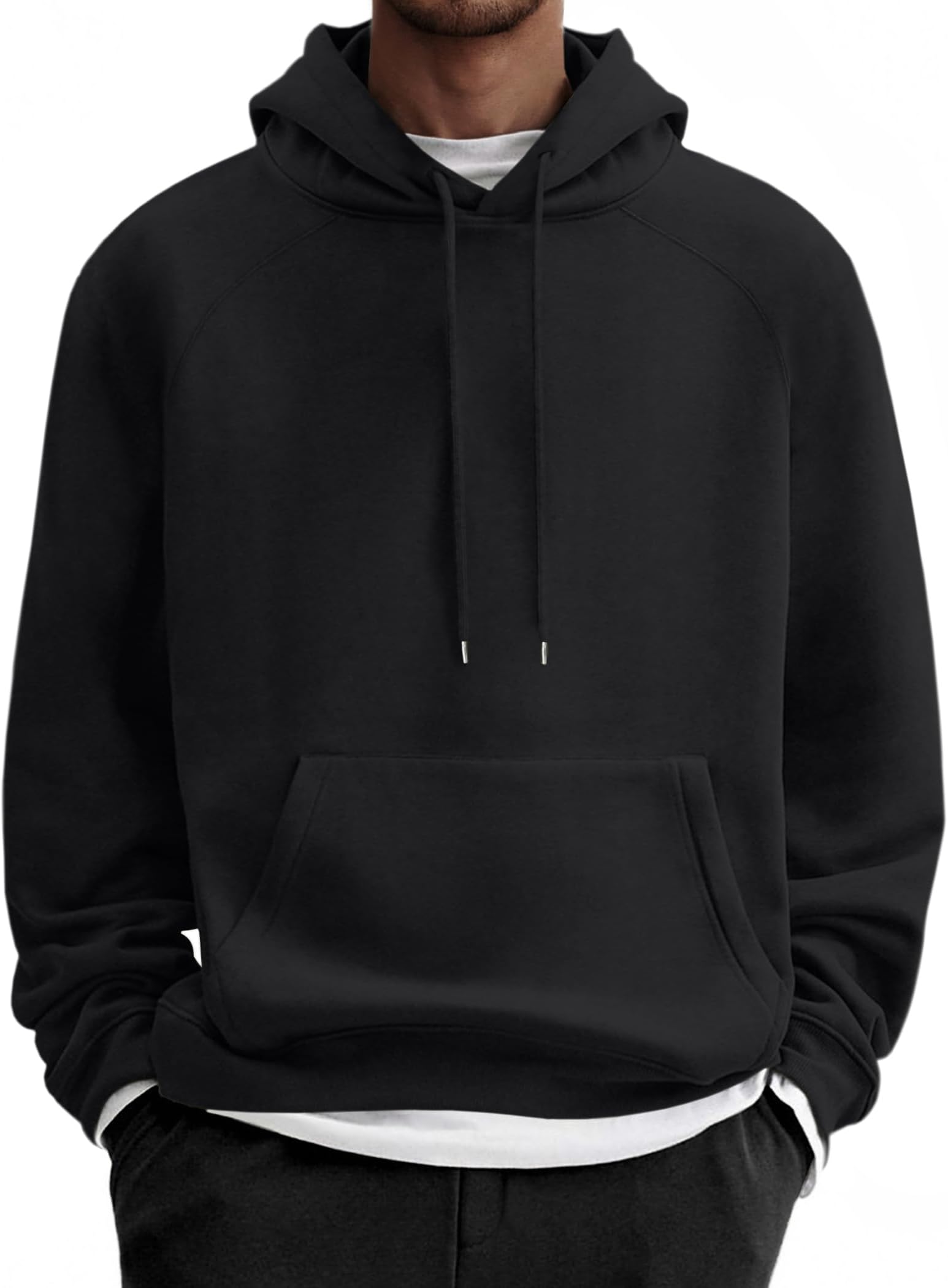 Men's Fleece Hoodie Long Sleeve Hooded Sweatshirt Casual Basic Essential Drawstring Pullover Hoodie With Pocket
