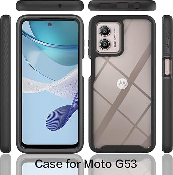 Sawiqpd for Motorola Moto G53 Case and Screen Protector, Black