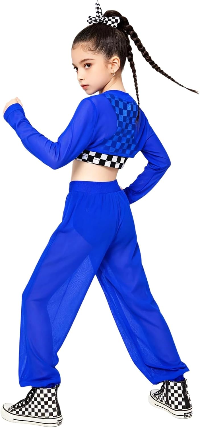 Girls Hip Hop Outfit Race Car Driver Clothes Cropped Vest Shirt And Pants Clothing 5-16 Years