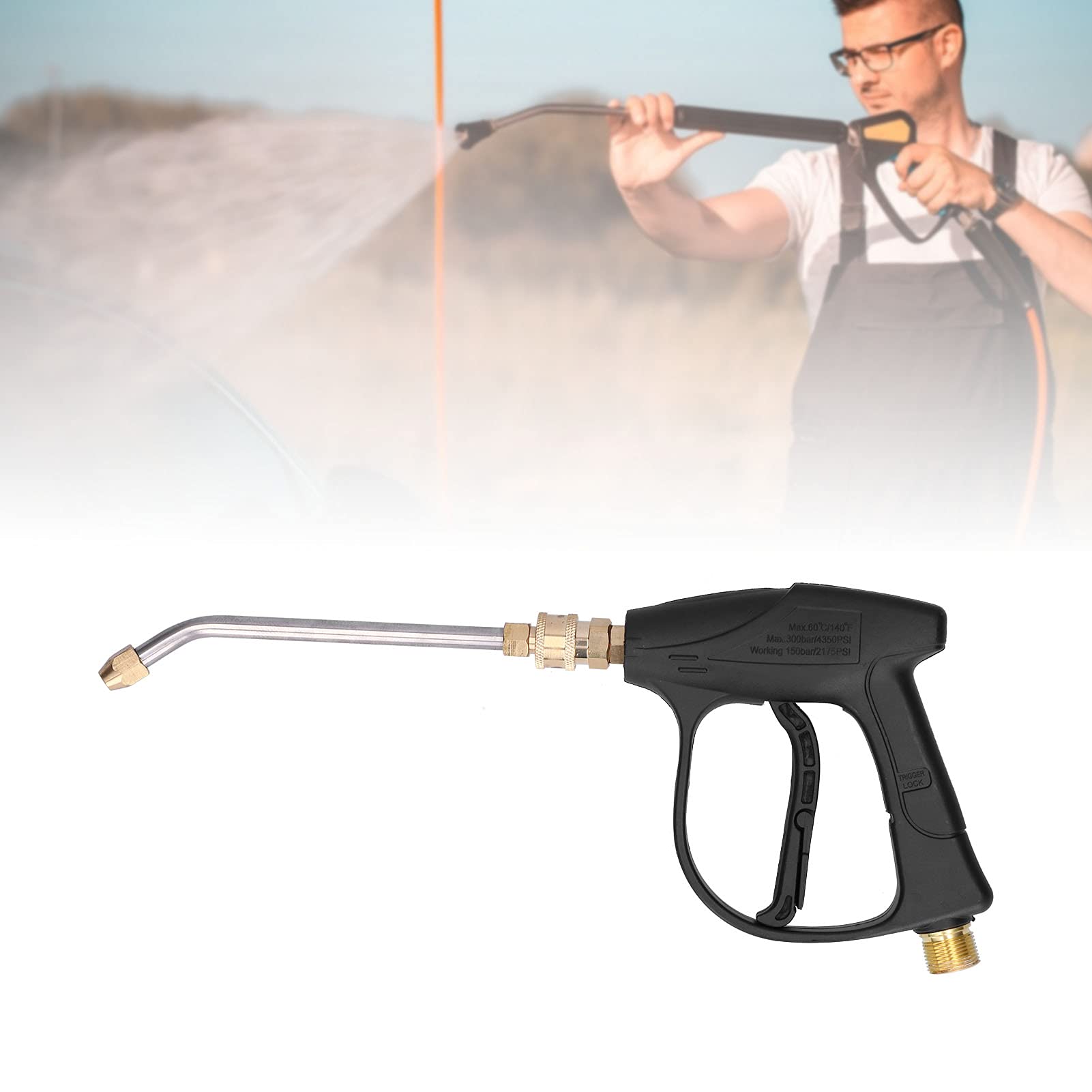 TOPINCN Pistole per Idropulitrice Ad Alta Pressione con Ugello a Gomito Pistole per Pulizia Ad Alta Pressione Spruzzatore per Connettore di Ingresso Filettato M22 3000psi