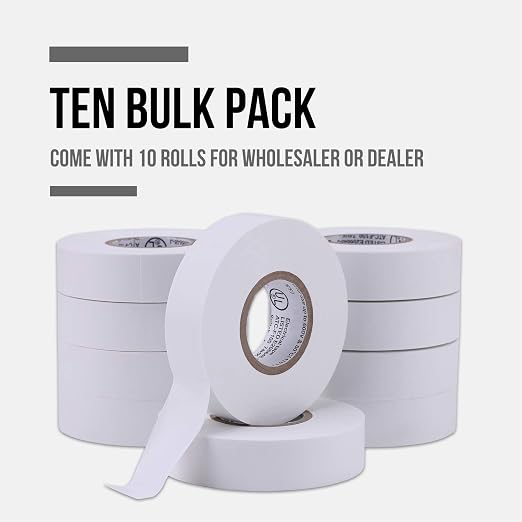 Paquete de 10 cintas aislantes blancas de vinilo 3/4 pulg x 20 m miniatura 5