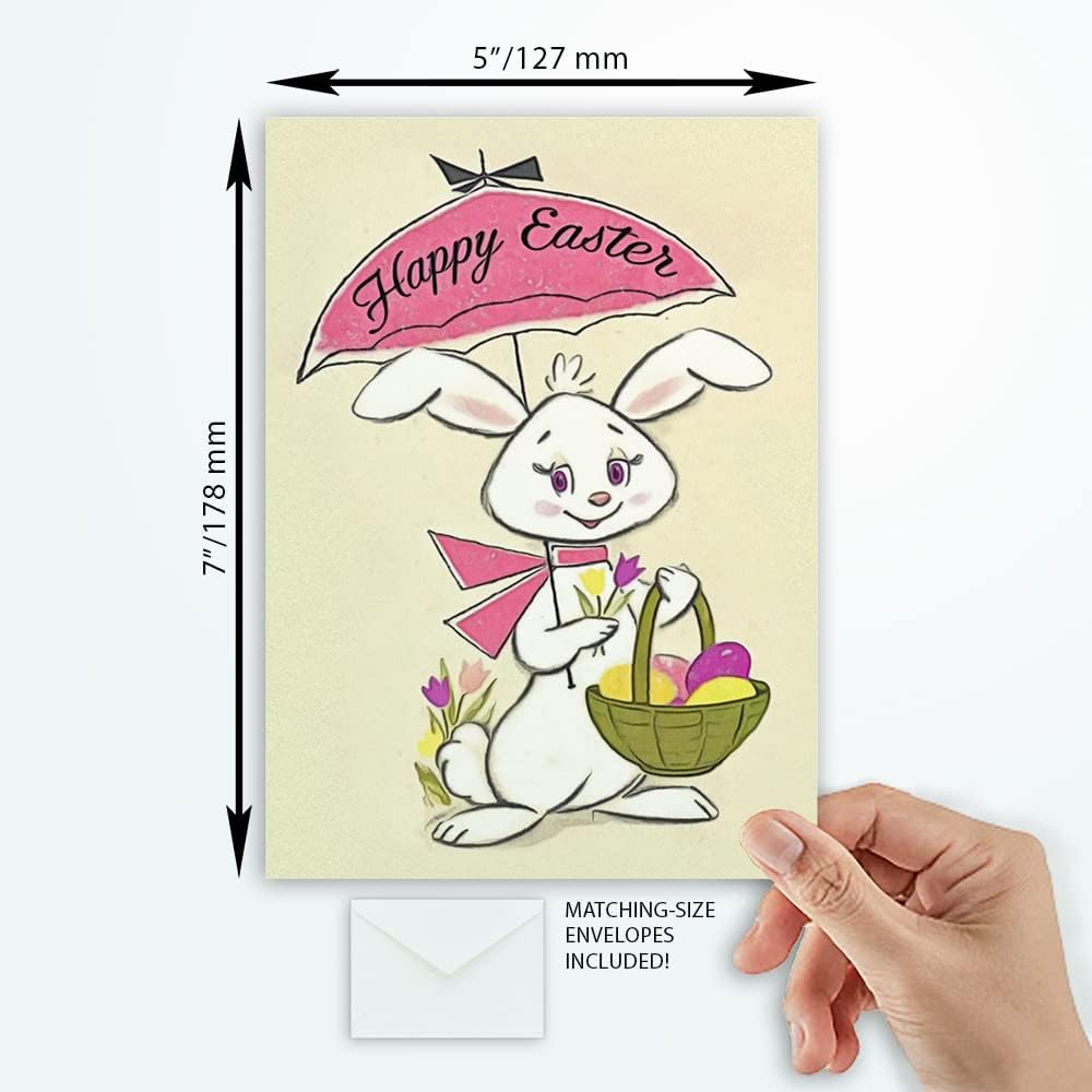 Wright Home & Gift Easter Greeting Cards + Envelopes (5x7) (Some Bunny, 20 Pack)