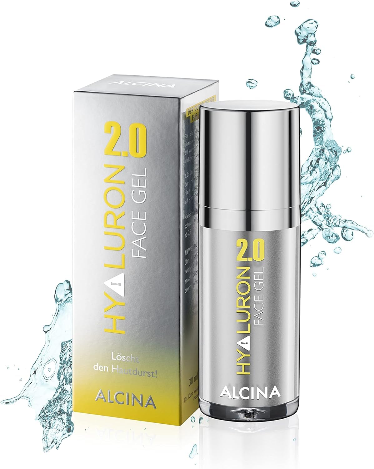ALCINA Hyaluron 2.0 Face Gel - 1 x 30 ml - Feuchtigkeits-Gel mit Sofort-Effekt - Polstert Fältchen auf - Fettet nicht, zieht schnell ein - Für jede Haut ab 25 - Mit Hyaluronsäure & Panthenol