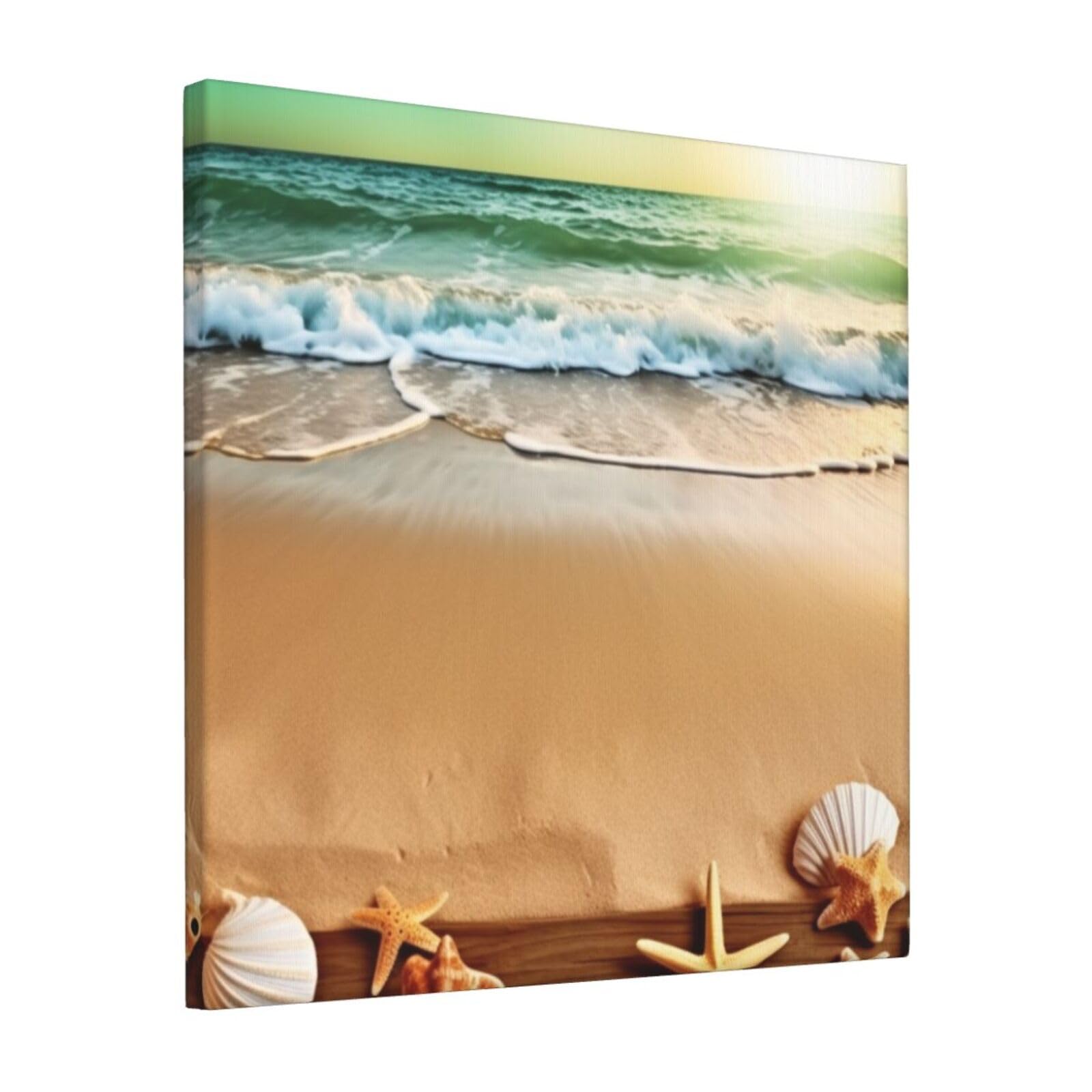 KLOPH Ocean Beach Theme Canvas Wall Art for Living Room 12"x12" Modern Artwork Painting for Bathroom Hanging Canvas Prints Aesthetic Wallart for Bedroom Kitchen Office Wall Decor