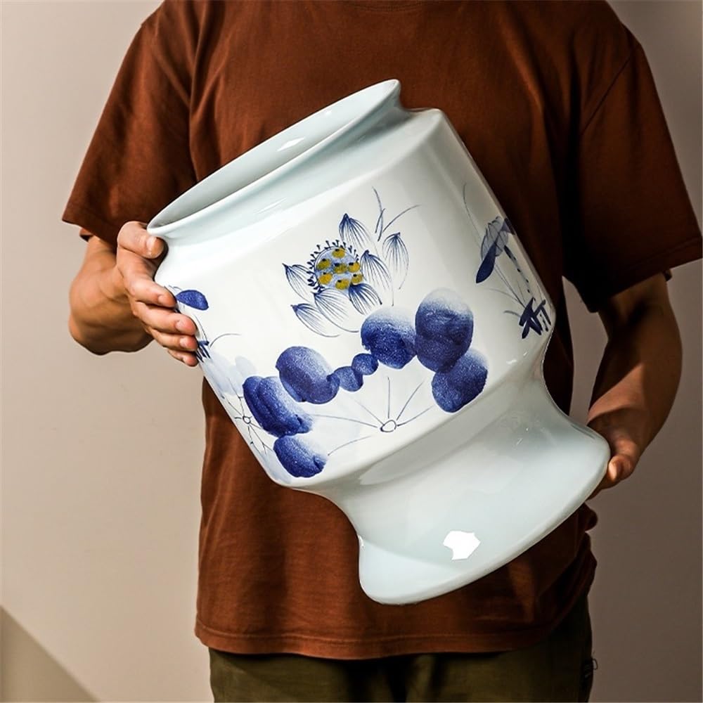 macetas para plantas Doniczka ceramiczna Jingdezhen High Temperature Ceramic Flowerpot z wysokimi nóżkami, niebiesko-biała, ręcznie malowana doniczka dla Domu Ogrodowego