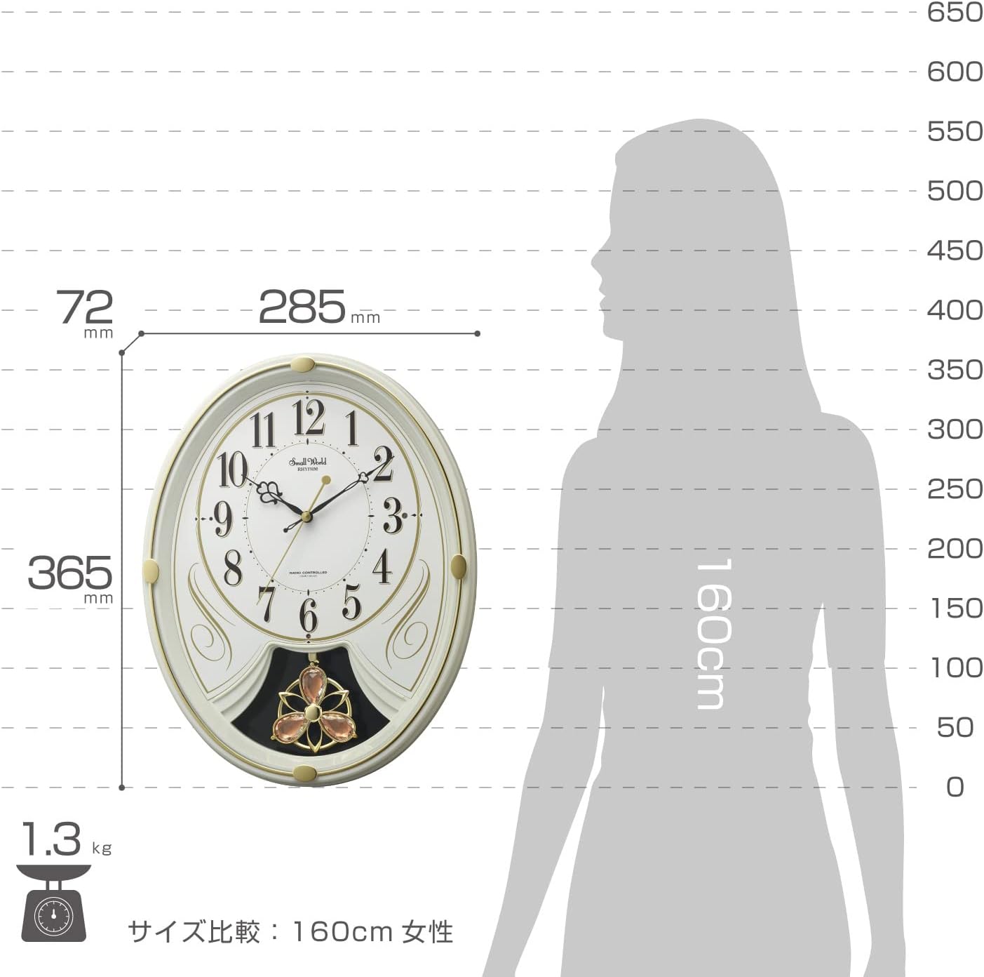 リズム（RHYTHM）電波時計　掛け時計6曲 メロディ入り リズム(RHYTHM) 電波時計 掛け時計 6曲 メロディ 入り