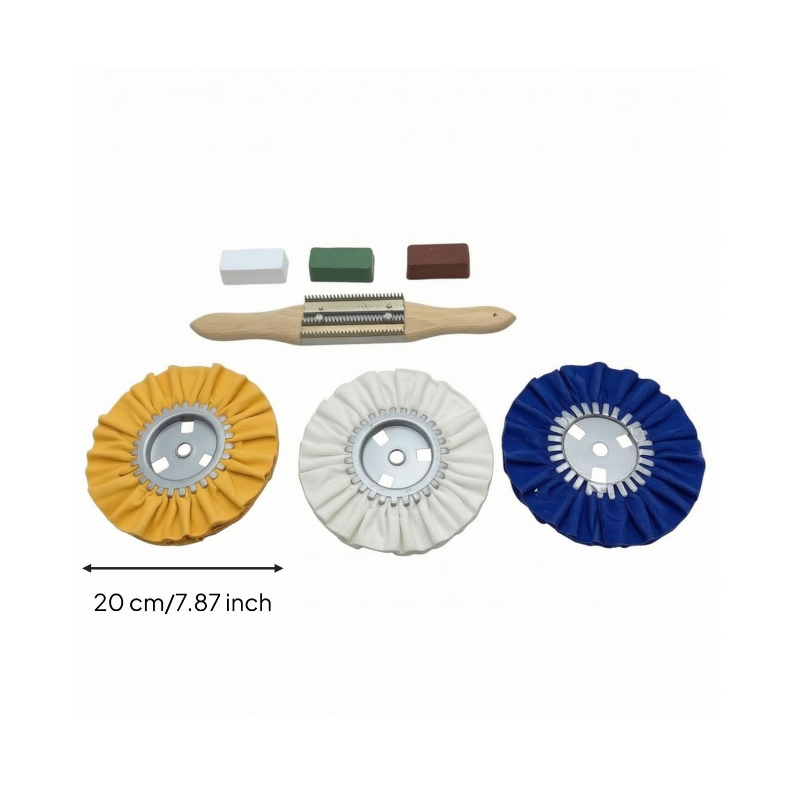 Polierscheibe set Polierpad Schleifrad Polierpaste mit Gefaltetem Baumwollrad Metallnabe Und Handbürste für Vorschliff Oberflächen Glätten auf Metall