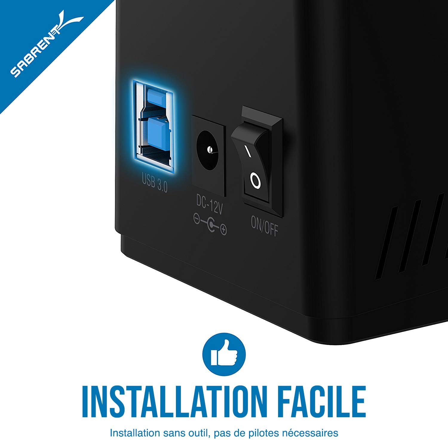 SABRENT Boitier Disque Dur 3.5, Rapide 5Gbps Boitier SSD Externe 2.5"/3.5", Adaptateur SATA USB pour SSD/HDD, Lecteur Disque Dur, sans Outils UASP, câble USB Inclus (EC-UBLB)