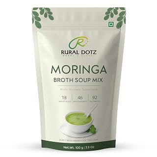 Rural Dotz Moringa Broth Soup Mix (100g) | Makes Up to 33 Cups | Instant Moringa soup | Broth Powder | Murungai Keerai Powder | Drumstick Leaves | No Preservatives | Simply Add Hot Water