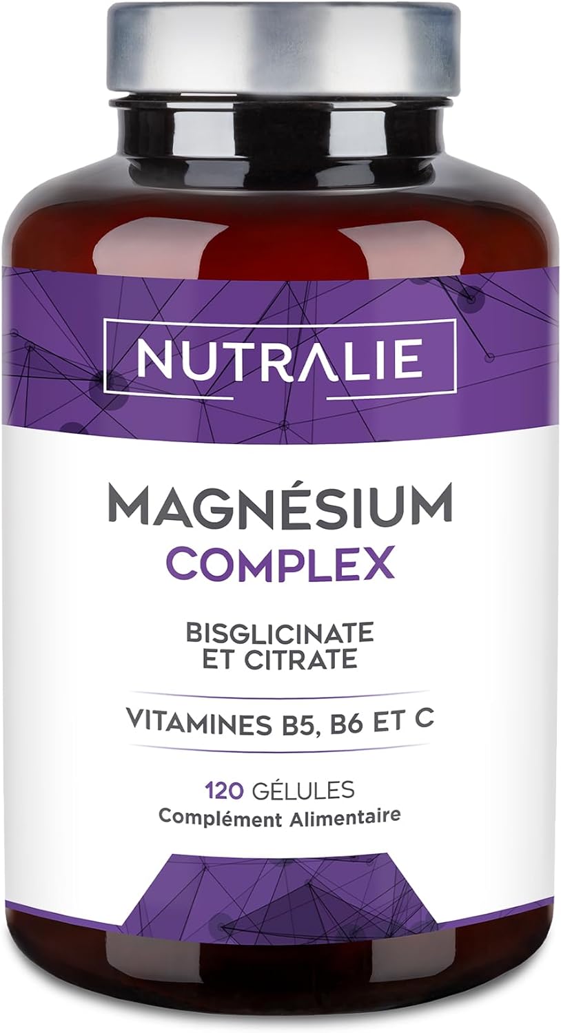 Magnesium Bisglycinate + Citrate – 2145mg – Vitamin B5 B6 C – Fatigue – Bisglycinate + Magnesium Citrate – 120 Vegan Capsules Nutralie