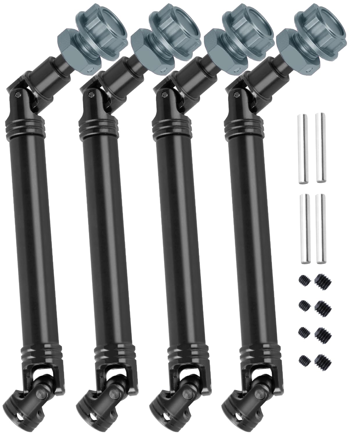 RcarmubWow RC Driveshafts w/Wheel Hex Upgrades Part for 1/10 Kraton 4x4 4S V2 BLX,Outcast 4x4 4S V2 BLX(Only Fit for V2),Harden Steel 45# Front Rear CVD Axles & Wheel Hex Hub,4PCS,Black w/Titanium