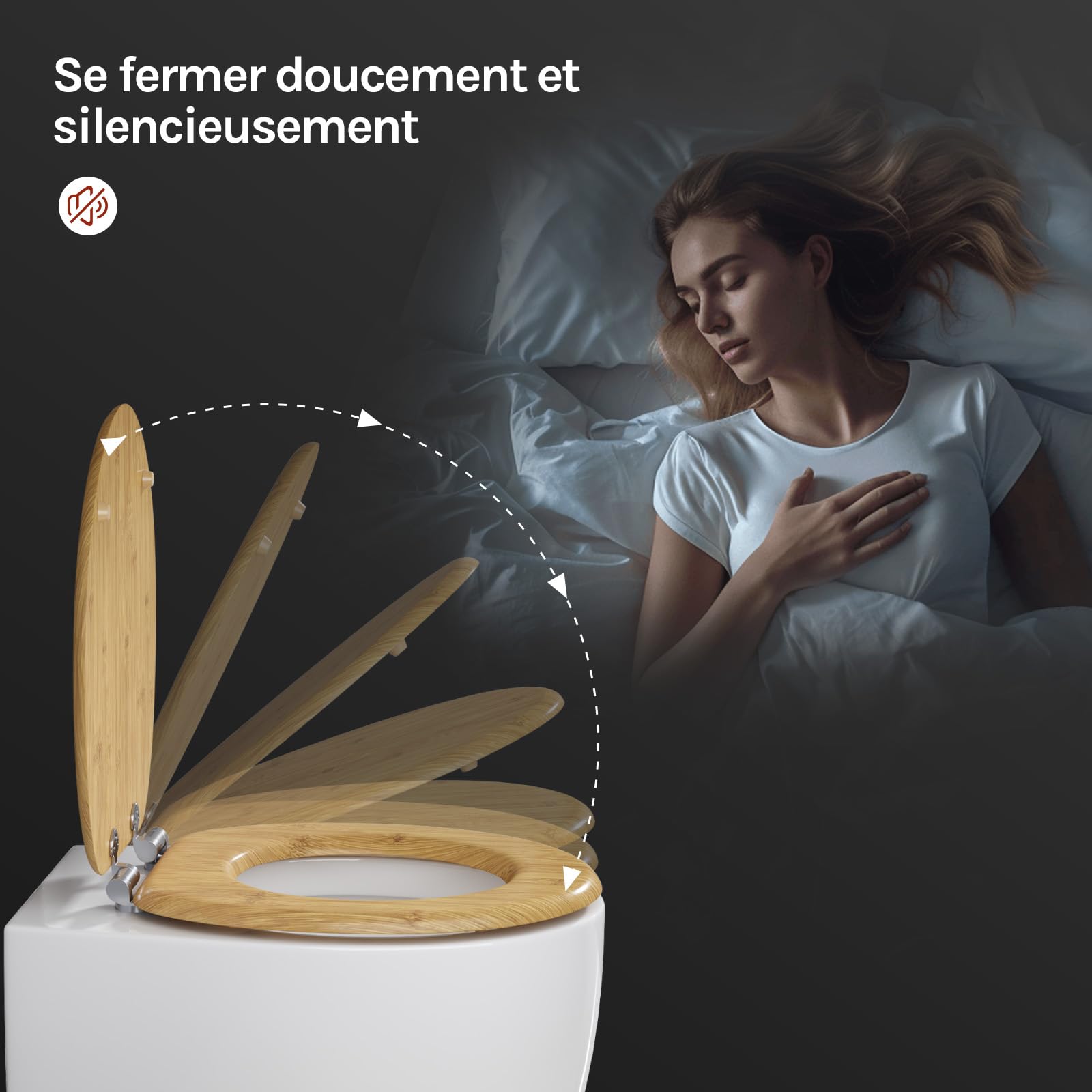 WOLTU Abattant WC Couvercle WC en Bois MDF Soft Close avec Frein de Chute pour Couvette en O Siège de Toilette Charnières