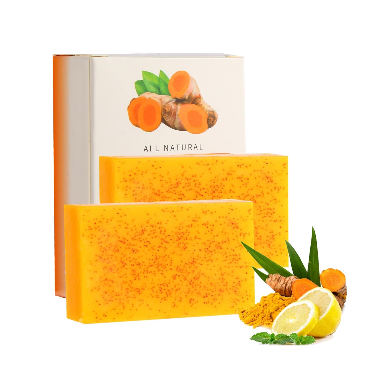Lemon Turmeric Soap Bar for Face Body Natural Handmade Soap Gentle Cleansing Lemon Turmeric Soap for All Skin Types (2PCS) Lemon Turmeric Soap Bar for Face Body Natural Handmade Soap Gentle Cleansing Lemon Turmeric Soap for All Skin Types (2PCS)