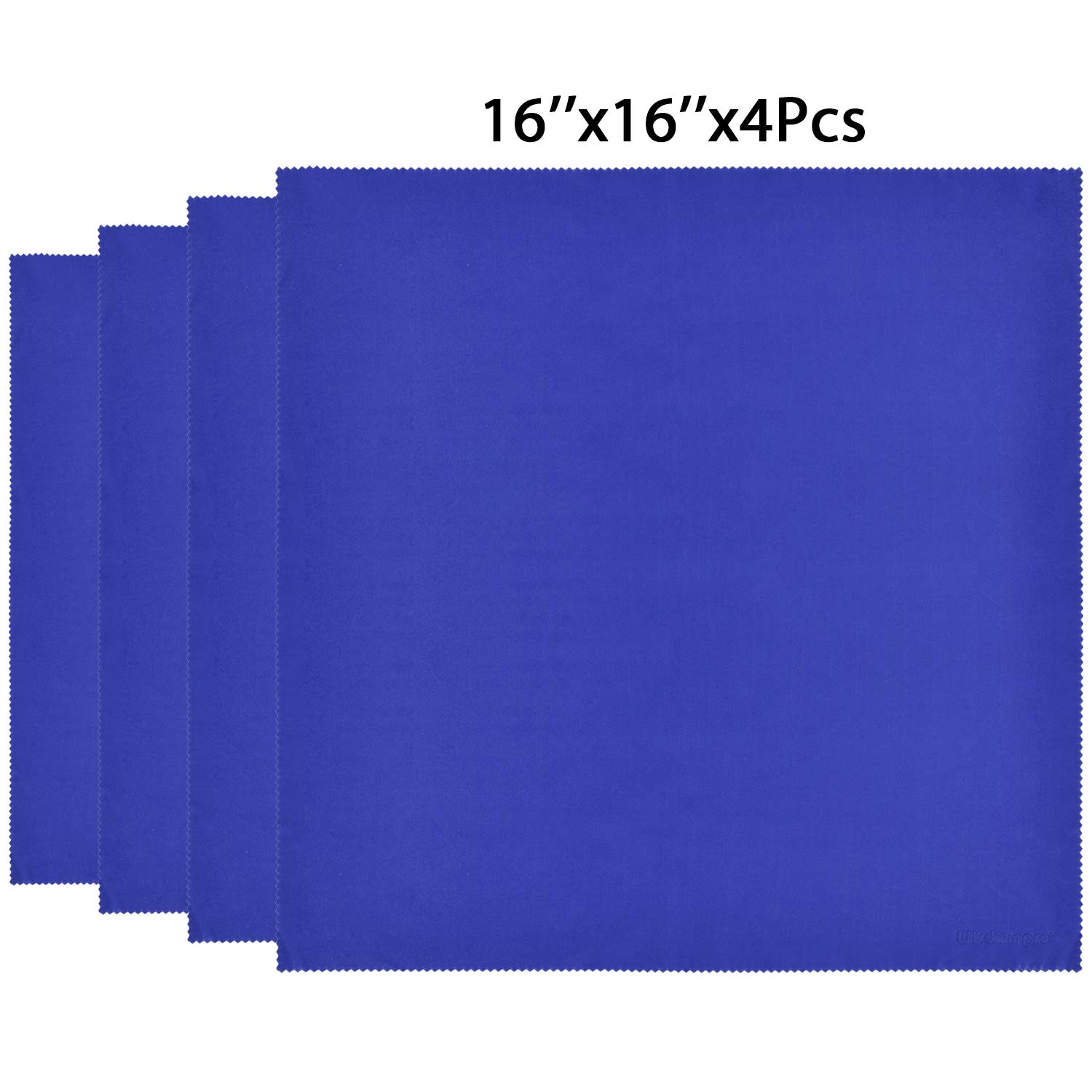 Wisdompro Panni In Microfibra 4 Pezzi 40,6 X 40,6 Cm Per La Pulizia Di Fotocamera Con Lente Ottica, Vetro, Schermi E Occhiali (16X16 Pollici Blu)