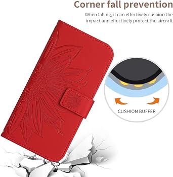 bojioderf Compatible with Tecno Camon 19 Pro 5G Case,Compatible with Tecno Camon 19 Pro 4G Cover Flip Kickstand Card Slots Magnetic Closure Red