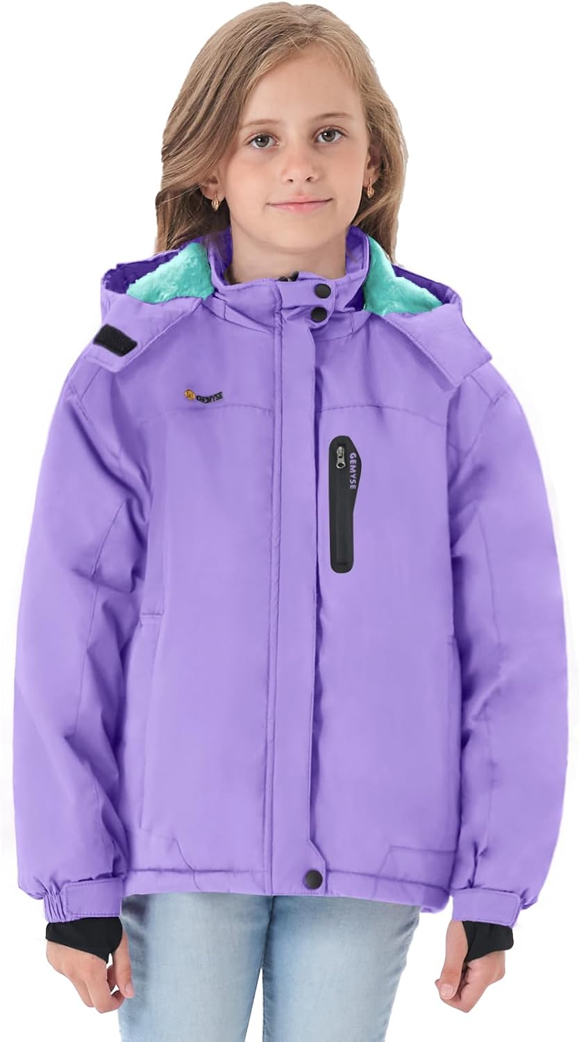 GEMYSE Girl's Waterproof Ski Snow Jacket Hooded Fleece Lined Windproof Winter Jacket - Image 2