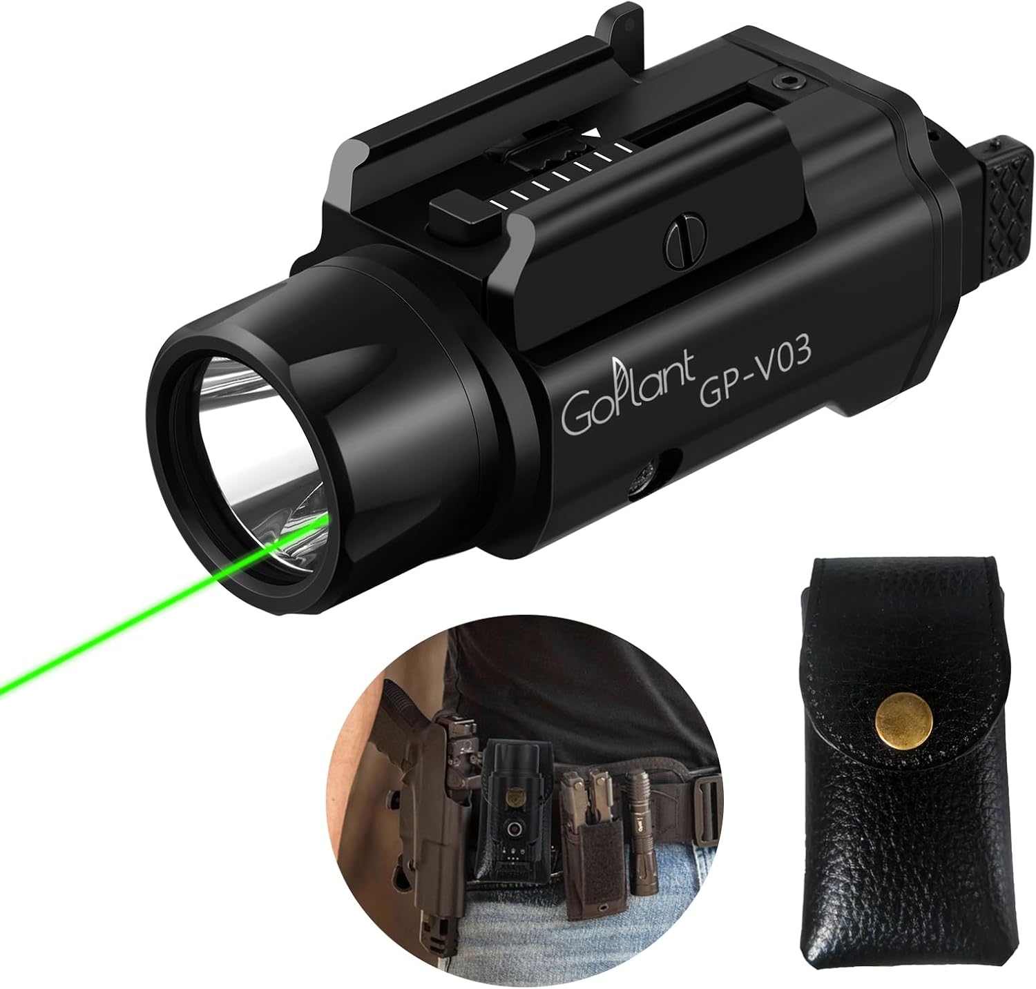 1750 Lumens Weapon Laser Light GP-V03 + 4" Pistols Laser Light Pouch Holster