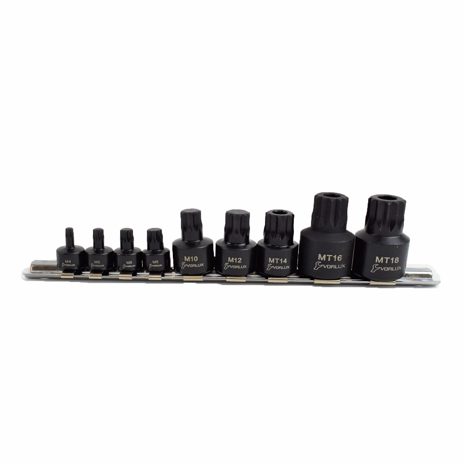 9pc Stubby Impact Triple Square Tamperproof Bit Sockets Spline 1/4"" 3/8"" 1/2""