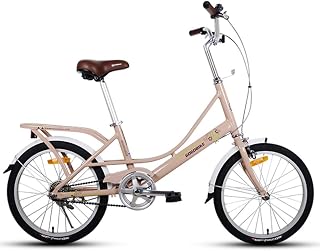 Adults 20" Folding Bikes, Light Weight Folding Bike with Rear Carry Rack, Single Speed Foldable Compact Bicycle, Aluminum Alloy Frame,Light Green