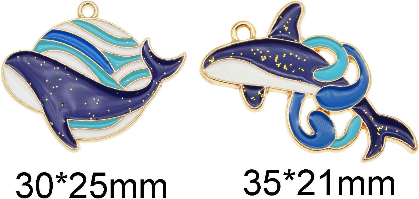yaokan 24Pack Enamel Sea Whale Charms - Mixed Killer Whale Blue Whale Pendants for DIY Necklace Bracelet Earring Craft Accessories - Image 2