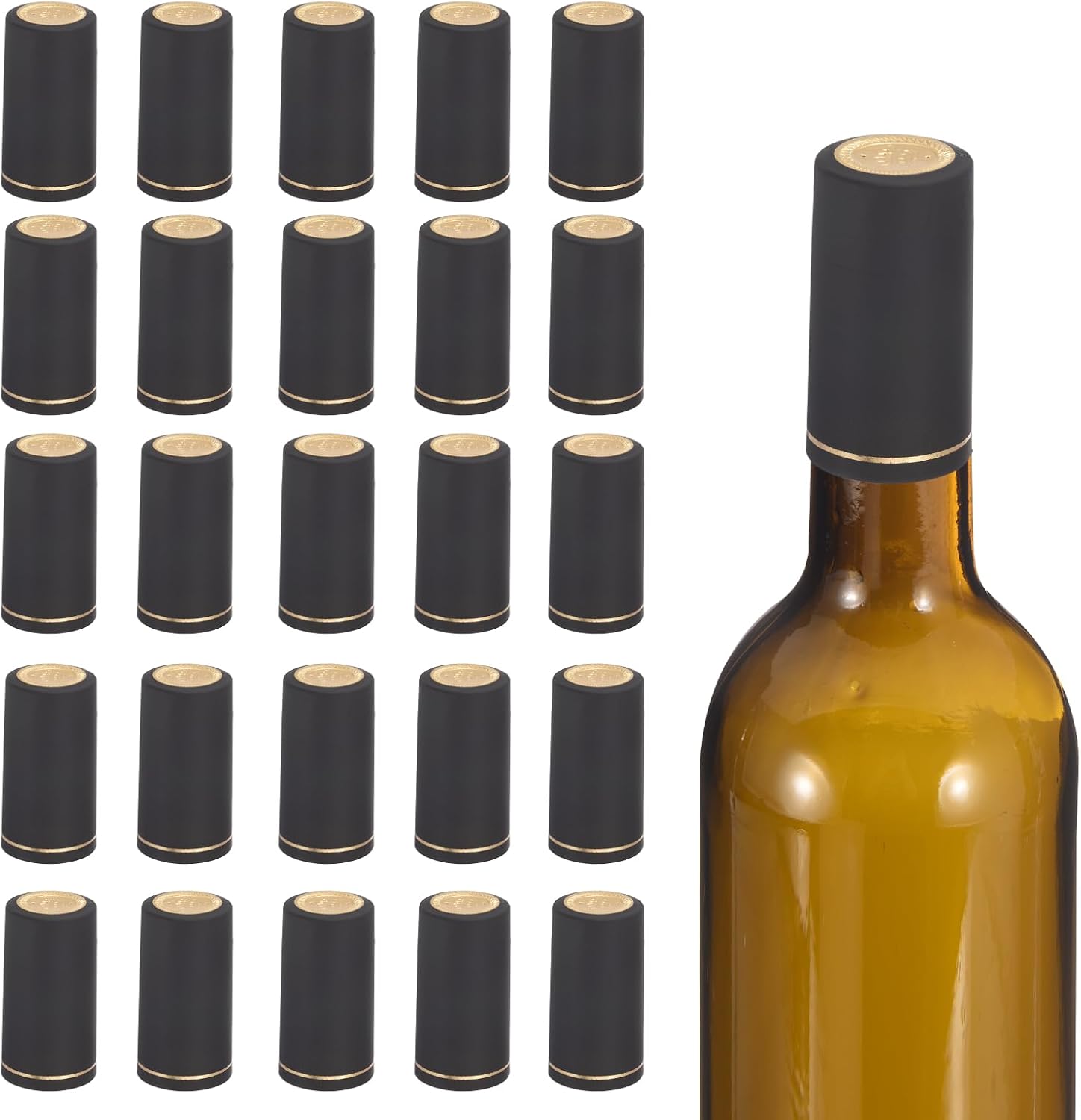 PATIKIL 50 Pcs PVC Heat Shrink Cap (30x60mm, Black) Bottle Sealer
