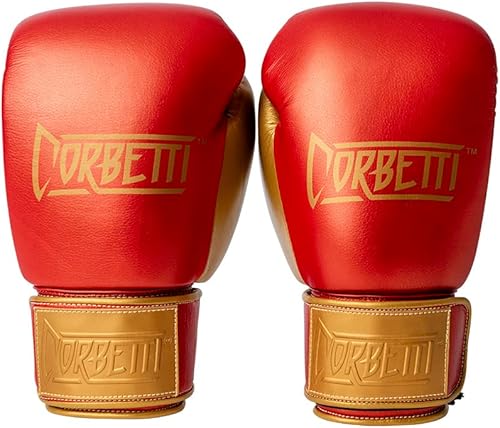 Corbetti Muay Thai Pro - Guantes de boxeo color rojo cobre para hombres y mujeres, doble costura con kevlar y cuero de grano completo, para