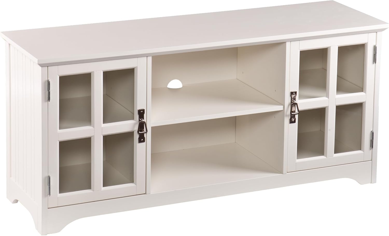 SEI Furniture - Remington TV Media Stand - White - Transitional Design, White Glass and Wood - Ideal for Living Room, Family Room (MS9908)