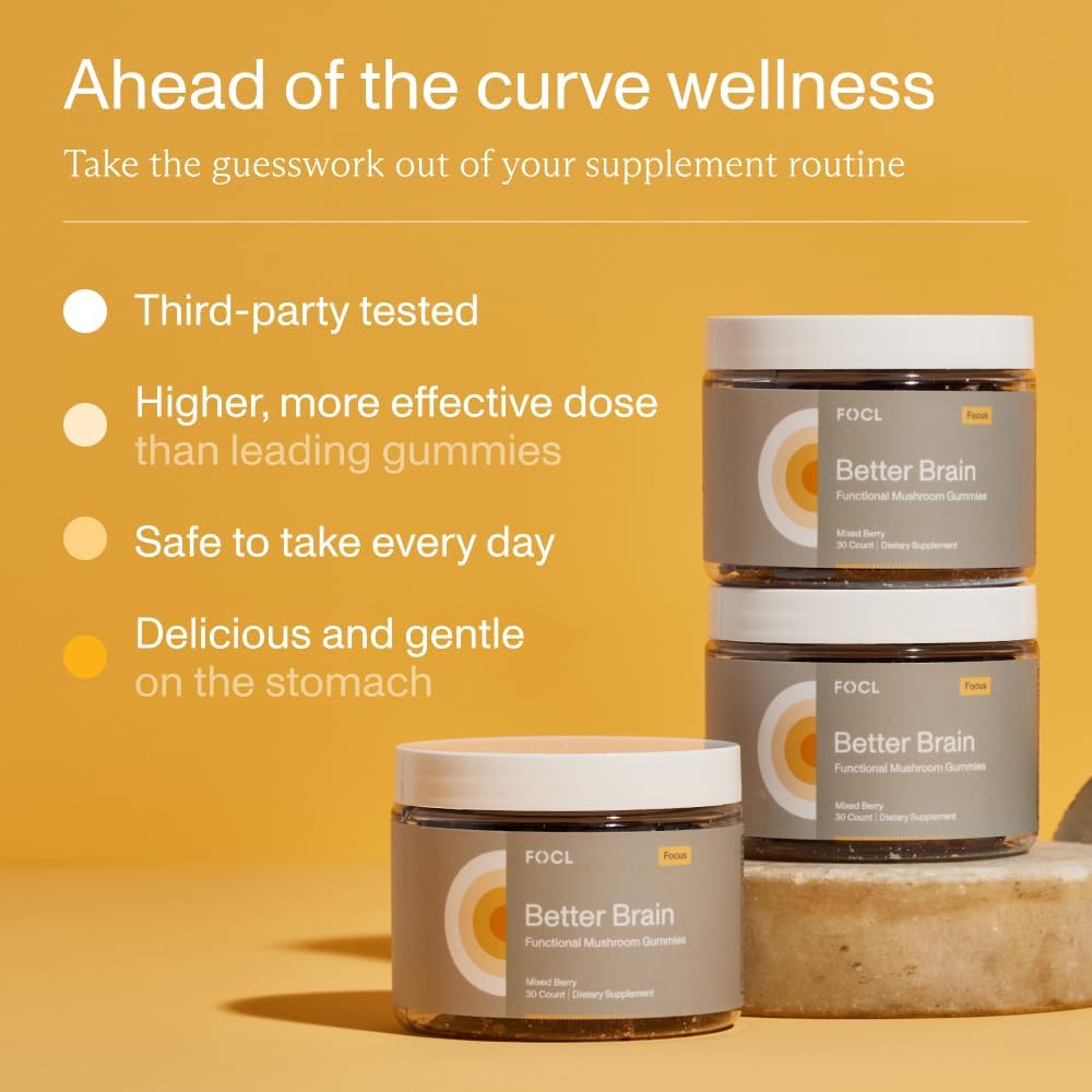 FOCL Lions Mane Mushroom Gummies - Mushroom Supplement for Brain Function, Focus, Memory, Energy, Immune Boost, Stamina - Nootropic Complex Lion's Mane, Reishi, Cordyceps - Vegan, Gluten Free, Organic - Image 7