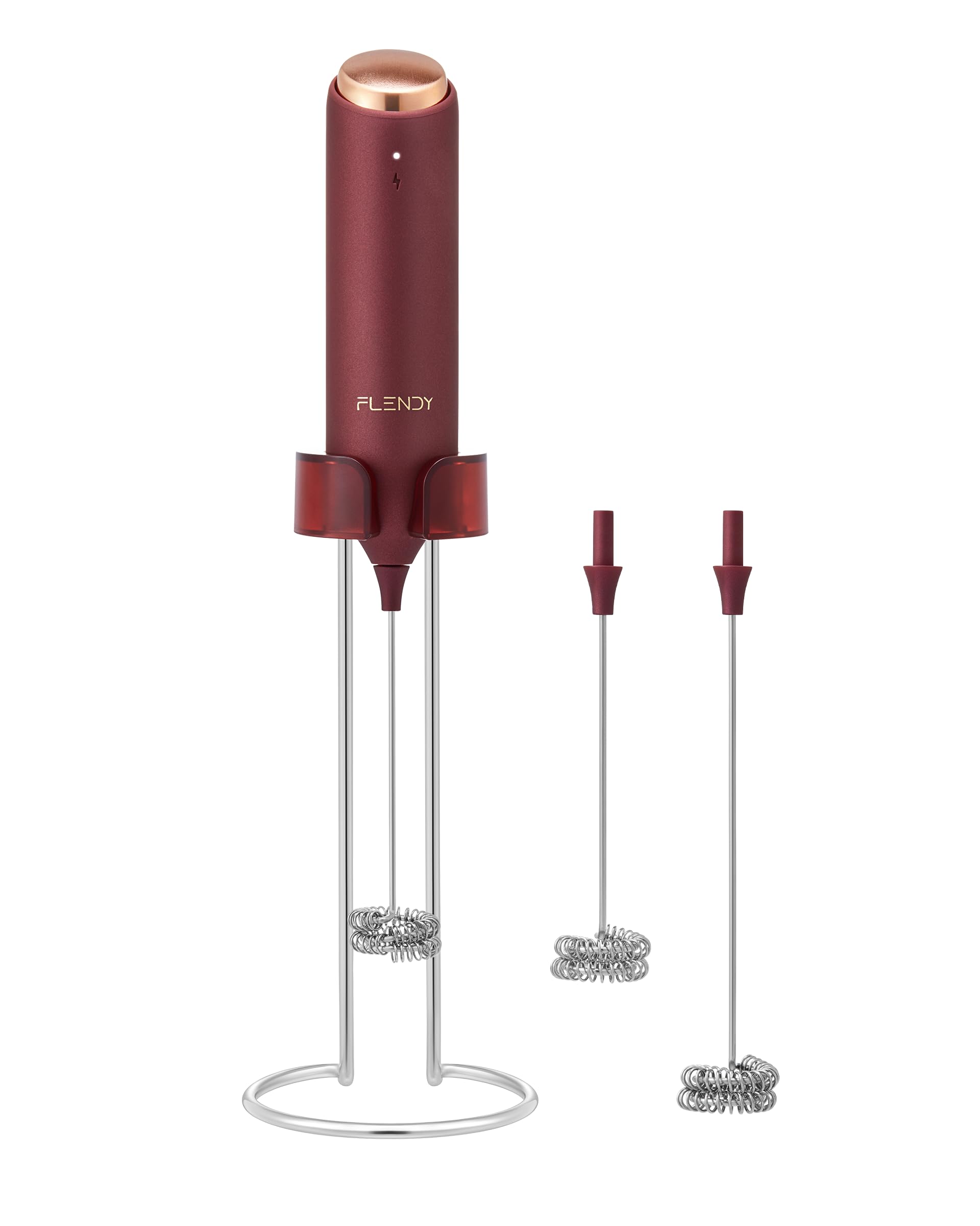 Flendy Montalatte ricaricabile palmare, montalatte portatile con supporto di ricarica USB-C, miscelatore elettrico per bevande, mini frusta elettrica per caffè, Matcha, ecc