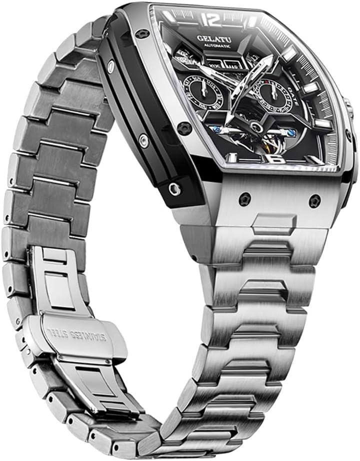 OLEVS Mens Automatic Watches Skeleton Tourbillon Self Winding Dress Watch for Man Luxury Sapphire Crystal Waterproof Square Big Dial Mechanical Watch - Image 8